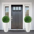 thumbnail image 6 of Bibana 2 Packs 21 inch Tall Planter, Indoor Outdoor Round Planter for Porch, Large Plant Pot with Drainage Hole for Home Garden Front Door, Modern Decorative Pots for Plants (White), 6 of 6