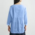 thumbnail image 5 of Women's Fashion Casual Three-Quarter Sleeve Lace V-Neck Pullover Shirt, Elegant Blouse, Spring Summer Top for Women,Light Blue,M, 5 of 5