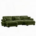 thumbnail image 2 of Modern 3-Seat Corner Sofa with U Shape Design, 220×80×75cm, Soft Velvet Fabric, 2 of 14