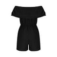 thumbnail image 6 of Women Boho Summer Romper Casual Floral Print Off Shoulder Strapless Shorts Jumpsuits, 6 of 7