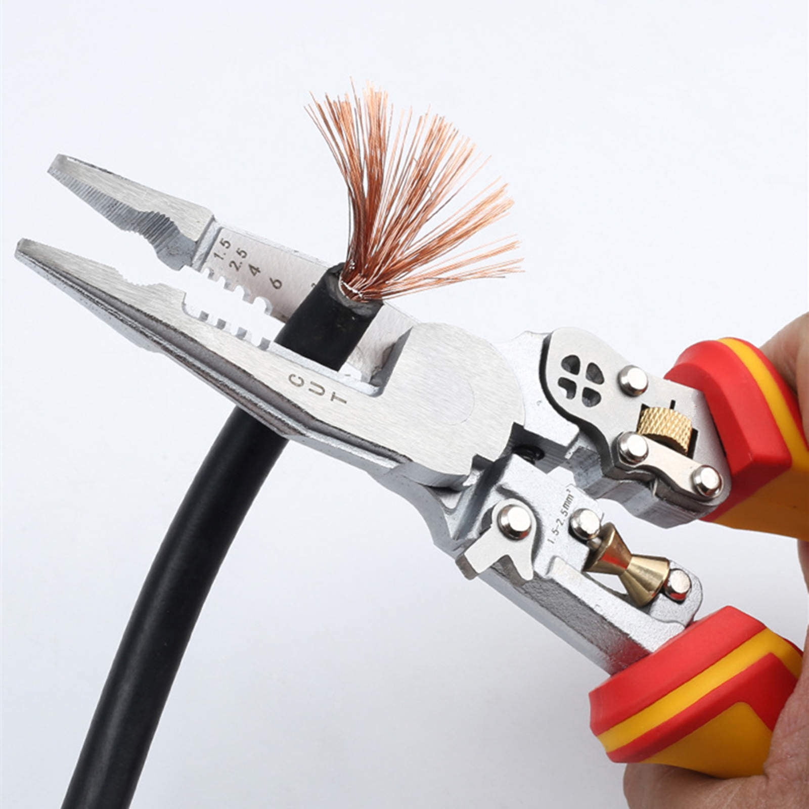 TAPDRA Electrical Wire Stripper Tool For Wire Peeling Cutting Twisting 3CR13 Steel Soft Rubber Handle Current Detection