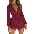 thumbnail image 5 of Tejiojio Active Women's Summer Clearance Womens Fashion Solid Casual Long Sleeve Suspender Short Jumpsuit, 5 of 9