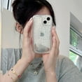 thumbnail image 4 of Compatible with iPhone 14 Pro Max Laser Quicksand Case Holographic Rainbow Bling Glitter Shiny Sequin Flow Transparent Soft Round Cute Unique Shockproof Protection Cover for Women Girls Bubble, 4 of 6