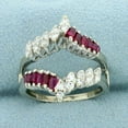 thumbnail image 3 of beryl_creation 2.20 Ct Marquise Cut Red Ruby Wedding Engagement Thanksgiving Enhancer Guard Wrap Ring 925 Sterling Silver 14K White Gold Plated For Women's -8, 3 of 3