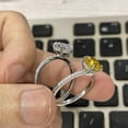 thumbnail image 2 of Rectangular Yellow Zircon Ring With Micro Setting White Copper Band Elegant Fashion Jewelry Statement Elegance, 2 of 3