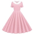 thumbnail image 1 of Dvprdro Robe de Bal pour Femme Invitée de Mariage Mode Vintage à Pois Imprimée Manches Courtes Ligne A Évasée Cocktail Fête Robe Midi, 1 of 5