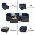thumbnail image 4 of Sophia & William 5 Pcs Wicker Rattan Patio Conversation Sets Outdoor Sectionals - Blue, 4 of 6