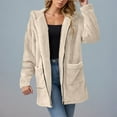 thumbnail image 4 of larppty Womens Fuzzy Fleece Jacket Fall Winter Coat Sherpa Jacket Zipper Outerwear Coats with Pockets (Beige, S), 4 of 9