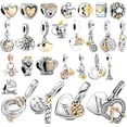 thumbnail image 2 of Abalorio de plata de ley 2022 para mujer, candado en forma de corazón dorado, abalorio de vela de cumpleaños, compatible con pulsera Pandora Original, joyería artesanal, novedad de 925, 2 of 4