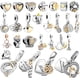 thumbnail image 2 of Abalorio de plata de ley 2022 para mujer, candado en forma de corazón dorado, abalorio de vela de cumpleaños, compatible con pulsera Pandora Original, joyería artesanal, novedad de 925, 2 of 4