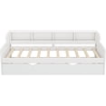 thumbnail image 6 of Twin Size Captain Bed with Bookcase Headboard, Wooden Day Bed Sofa Bed Frame with Extra Storage Shelves, Day Bed with Trundle for Guest Room, Small Bedroom, Study Room, 6 of 8