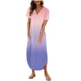 thumbnail image 1 of Vestido de Manga Corta para las Mujeres, Vestido Casual de Cuello en V de Bolsillo de Impresión de Moda Sexy Hecho de Poliéster Ligero para el Verano, Vestido de Verano para las Mujeres, 1 of 6