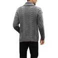 thumbnail image 4 of CVLIFE Men Coat Shawl Collar Outwear Long Sleeve Cardigan Sweater Ribbed V Neck Jacket Open Front Dark Gray L, 4 of 5