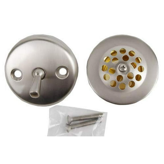 Plumb USA Bathtub Tub Replacement Drain Trim kit - Satin Nickel Finish, Trip Lever Type, Stainless Steel Drain Cover, Copper Body, Zinc Lever Plate