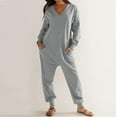 thumbnail image 6 of HSHMT Women's Casual Jumpsuits Women's Casual Loose Jumpsuits Long Sleeve V Neck Oversized Rompers Baggy Overalls Pajamas, 6 of 8
