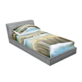 thumbnail image 2 of Ambesonne Scenery Fitted Sheet & Pillow Sham Set, Rock Stairs in Forest, Twin, Blue and Green, 2 of 2