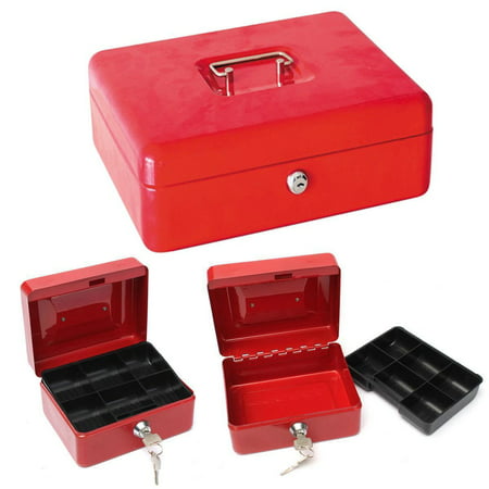 Ktaxon Protable Metal Tiered Cash Money Box Lock Locking Bank Safe Key Security (Best Money In The Bank Cash In)