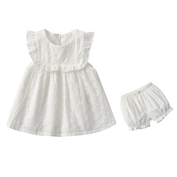 Baby Girls White Eyelet Lace Summer Spring Outfit Tank Top and Shorts Set 24M
