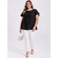 thumbnail image 2 of DARING DIVA Women's Plus Crew Neck Ruffle Casual Blouse 1X Black, 2 of 5