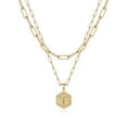 thumbnail image 1 of Colliers Initiaux Superposés pour Femmes, Collier Chaîne Trombone Simple Mignon Pendentif Lettre Hexagonale Collier Ras du Cou Initial Or Colliers Superposés pour Femmes, Or, 1 of 5