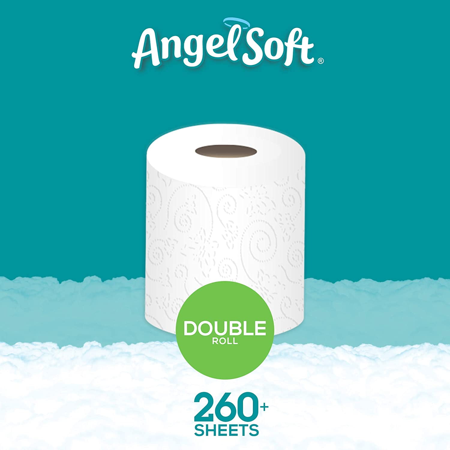ANGEL SOFT Toilet Paper Bath Tissue, 12 Double Rolls, 260+ 2-Ply Sheets Per Roll