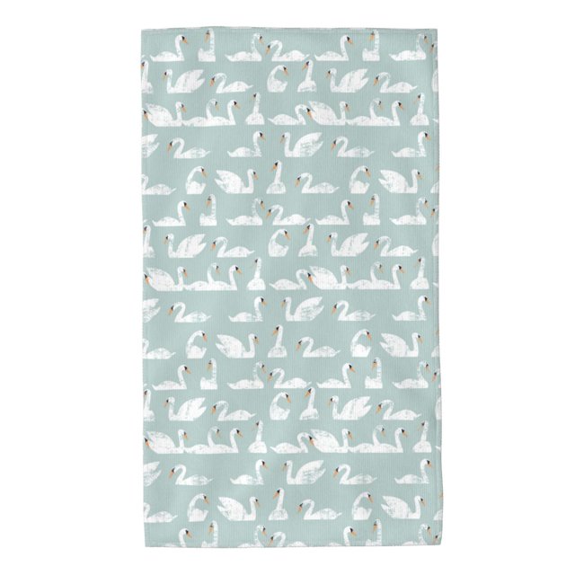 Fotbe White Swan Toalla Premium con Patrón, Toalla de Microfibra de Secado Rápido, Ligera y Altamente Absorbente (27.5x16in), Ideal para Uso Diario
