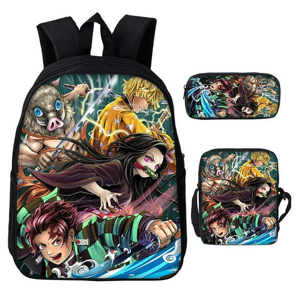 3D Demon Slayer Backpack Cartoon Backpack Three-Piece Printing