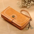 thumbnail image 3 of Stylago Vintage Wallet for Women Detachable Wristlet Retro Leather Credit Card Holder Zipper Long Purses for Shopping Travel Brown, 3 of 7