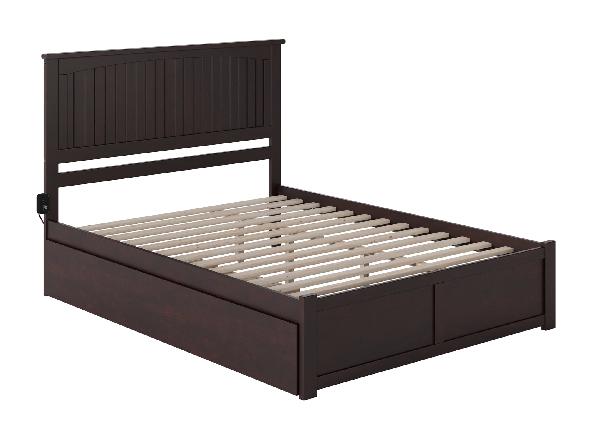 AFI Nantucket Queen Wood Platform Bed with Headboard Footboard & Twin XL Trundle, Espresso