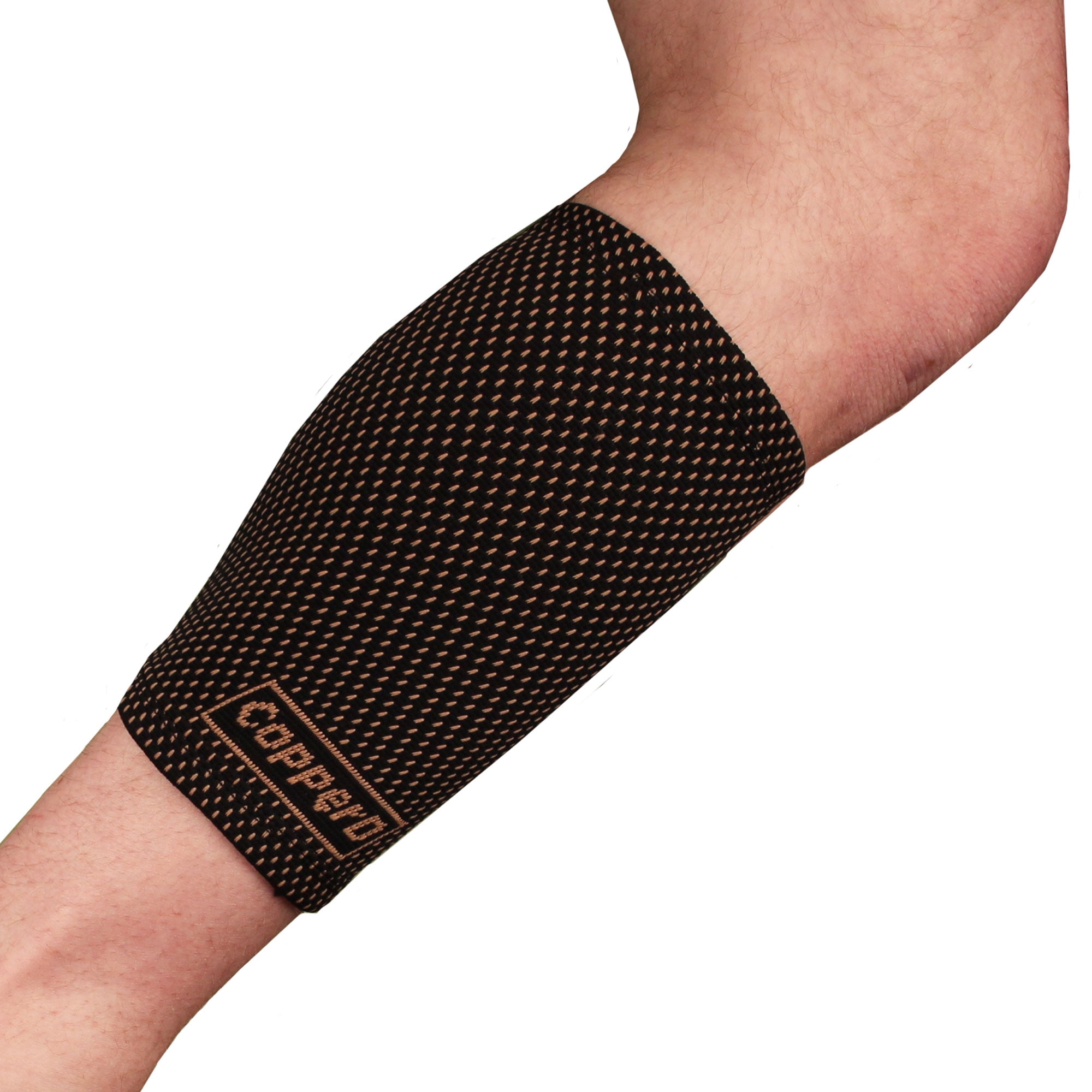 Copper D Compression Calf Sleeve Brace - Bamboo Rayon Charcoal Copper - Small Medium - Black Copper Dots - 2 Pack