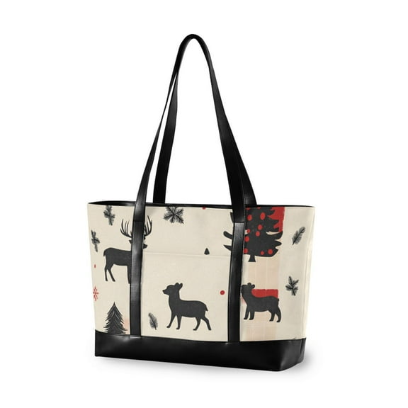 FORMRS Laptop Tote Bag for Women with 15.6" Computer Compartments Handbag, Christmas Forest