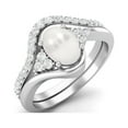 thumbnail image 2 of 1.55 Ctw Natural Pearl Gemstone 925 Sterling Silver Classic Dual Band Women Bridal Ring, 2 of 3