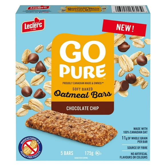 Go Pure Oat Soft Baked Chocolate Chip Bars, 5 bars / 175g