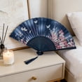 thumbnail image 4 of shyuyusa Decorative Folding Fan, Cloth Surface with Durable Bamboo Ribs, Stage Performance Photo Prop, 4 of 6