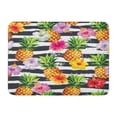 thumbnail image 1 of JSDART Pattern Hawaiian Pineapples and Hibiscus Flowers on Striped Fruit Doormat Floor Rug Bath Mat 30x18 inch, 1 of 1