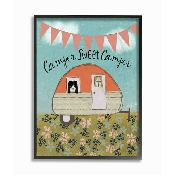 The Stupell Home Decor Collection Sweet Camper Country Illustration Framed Giclee Texturized Art, 11 x 1.5 x 14