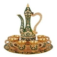 thumbnail image 2 of European Set Metal Glass Jug Set Serveware Antique Turkish Set Vintage Aureate Green, 2 of 9