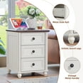 thumbnail image 4 of 18" Farmhouse Nightstand Set 2 with Charging Station, White Night Stand with 3 Drawers, Bedside End Table with Storage, Side Tables for Living Room and Closet, 4 of 7