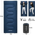 thumbnail image 5 of KingCamp Cotton Flannel Adult Sleeping Bag Rectangular Navy XL Sleep Bags for Camping Hiking,8℉ - 44℉ One Person Sleeping Bag, 74.8"X 33", 5 of 7