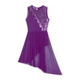 thumbnail image 5 of iEFiEL Womens Lyrical Modern Dance Dress Mesh High Low Skirt Gymnastics Ballerina Dancewear Purple M, 5 of 7