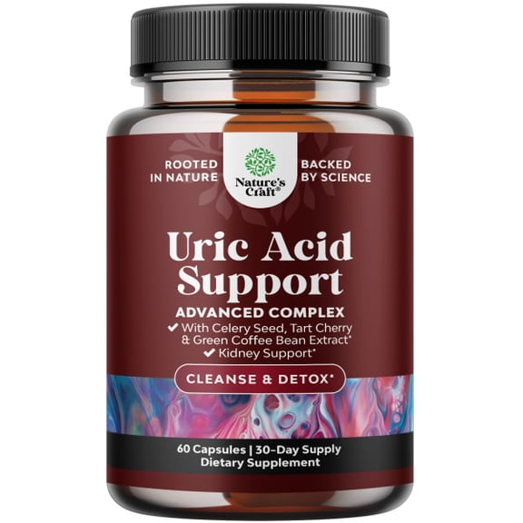 Natures Craft Uric Acid Cleanse, Joint and Kidney Support Supplement with Bromelain and Tart Cherry, 60 Ct