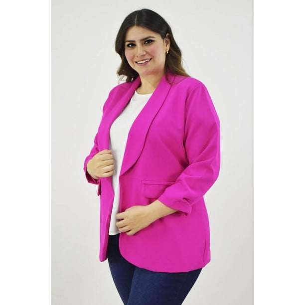 Blazer manga 3/4 Roman Fashion /Tallas Extras, 12255 (Fiusha) fucsia 40
