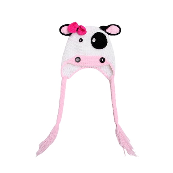 OUNONA Warm Baby Hat Cow Shaped Woolen Adorable Cold Weather 1Set