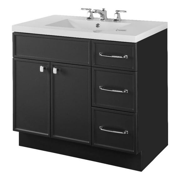 Cutler Kitchen and Bath Manhattan 36" Wood/Marble Bathroom Vanity - Black