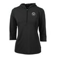 thumbnail image 2 of Women's Cutter & Buck Black New York Mets Virtue Eco Pique Half-Zip 3/4 Sleeve Pullover Hoodie, 2 of 3