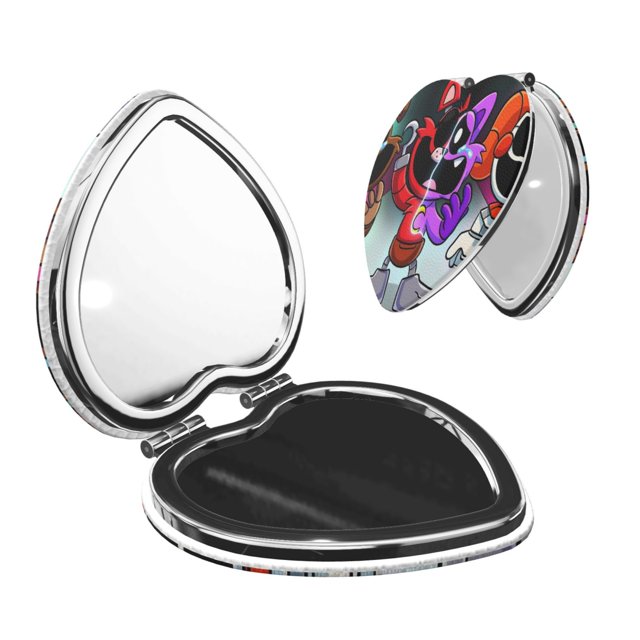 Zufioo Miroirs de Maquillage de Poche Portables, Miroir de Beauté Pliable Grossissant Adapté pour Portefeuille Sac à Main pour Femmes-Forme de Cœur