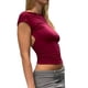 thumbnail image 2 of Sunloudy, blusas cortas para mujer, suéter de moda de Color sólido de manga corta para mujer, camiseta reversible en la parte delantera y trasera, rojo/azul Sunloudy  moda, 2 of 6