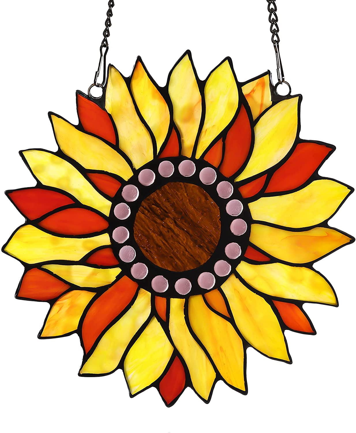 Vinplus Sunflower Stained Glass Window Hangings Suncatcher for Window