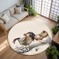 thumbnail image 3 of 8ft Round Rug, Rooster Farm Animal Country Non-Skid Rubber Backing Large Area Rugs - Living Room Bedroom Home Office, Chinese Style Plant Indoor Floor Mat Carpets Washable Rug, 3 of 9