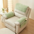 thumbnail image 3 of XUELC 3 Pieces  Fleece Sofa Armrest Cover for Recliner Chair with Storage Pockets Non Slip Headrest Cover Fuzzy  Furniture Protector Green, 3 of 14